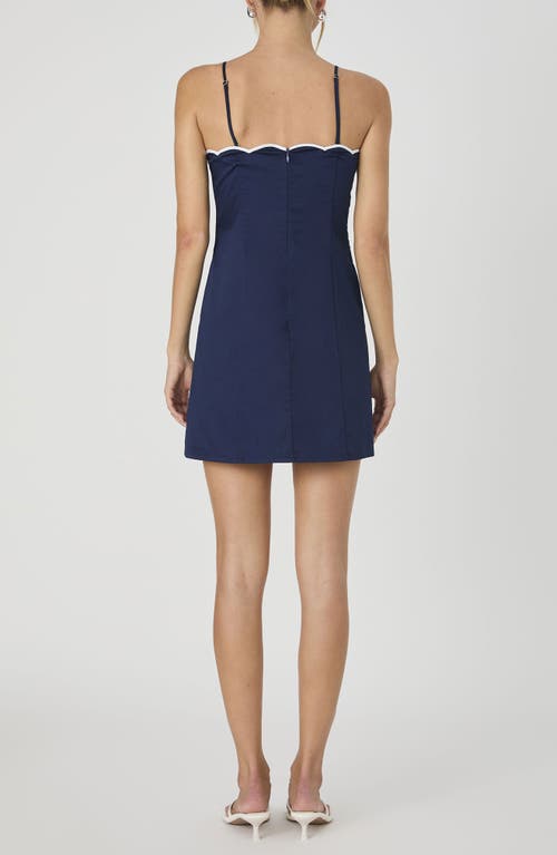 French Connection Alexis Scallop Mini Dress In Marine Summer White