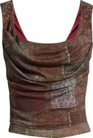 BDG Urban Outfitters Joan Checkered Cowl Neck Corset Tank