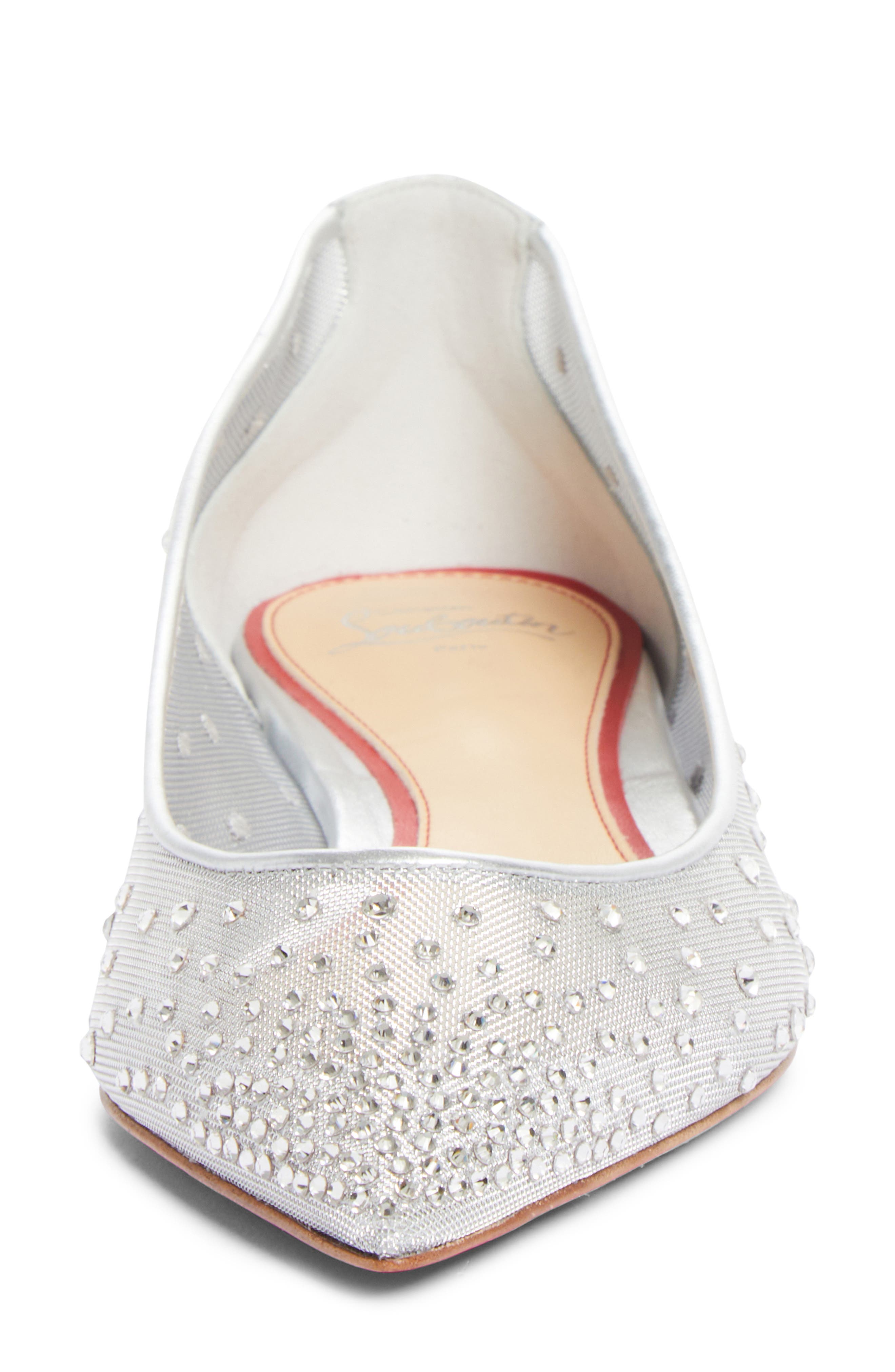 La Pigaletta Follies Strass Pointed Toe Flat, Alternate, color, CN1H VERSION SILVER