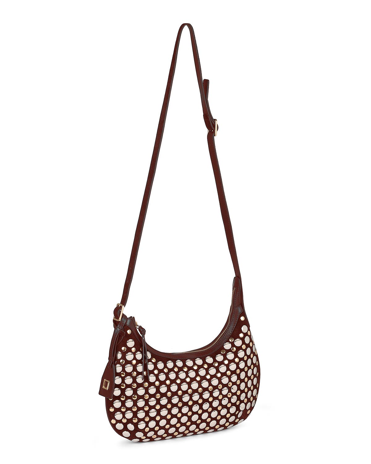 Alva Studded Hobo Crossbody, Alternate, color, CHOCOLATE