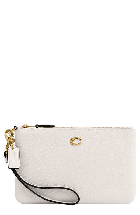 Small Polished Pebbled Leather Wristlet