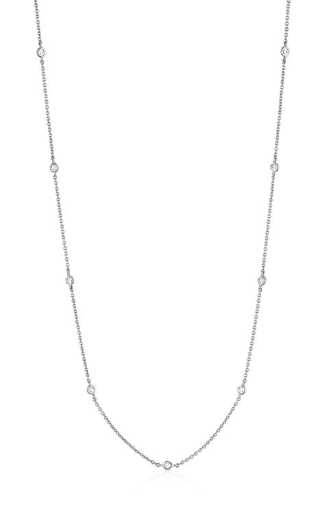 Cubic Zirconia Bezel Station Necklace