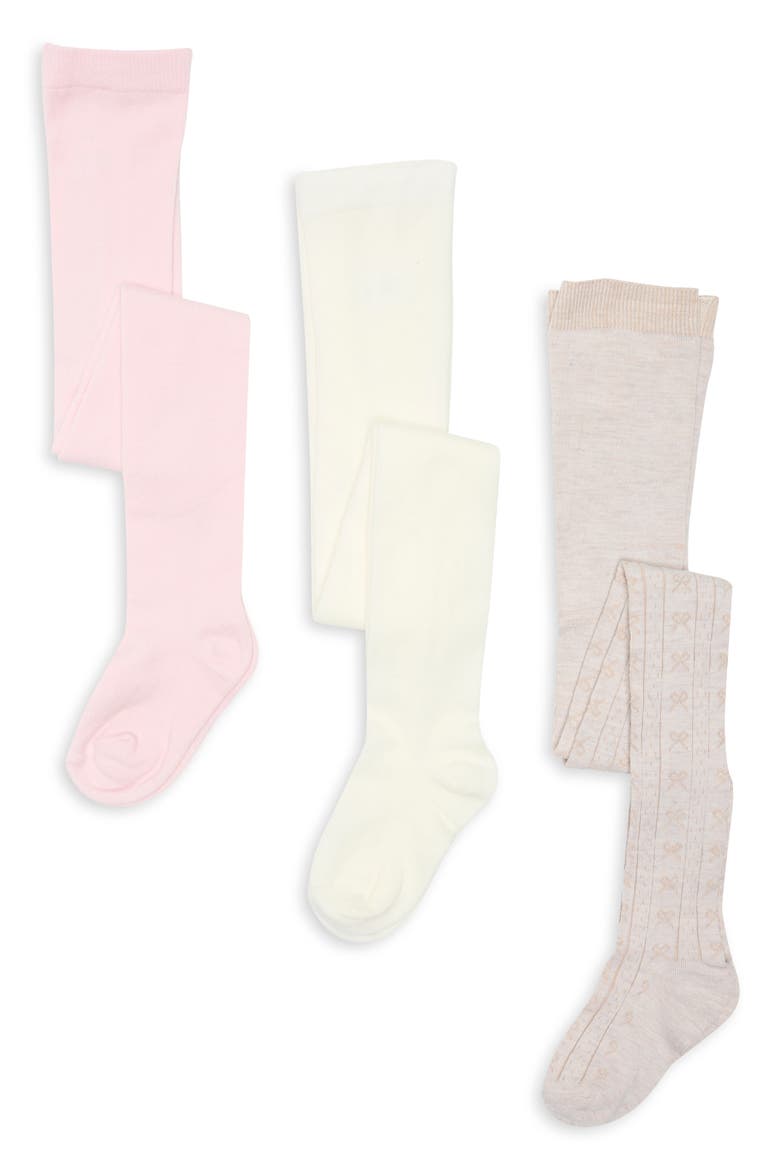 Kids' 3-Pack Bow Pointelle Sweater Tights, Main, color, PINK COMBO