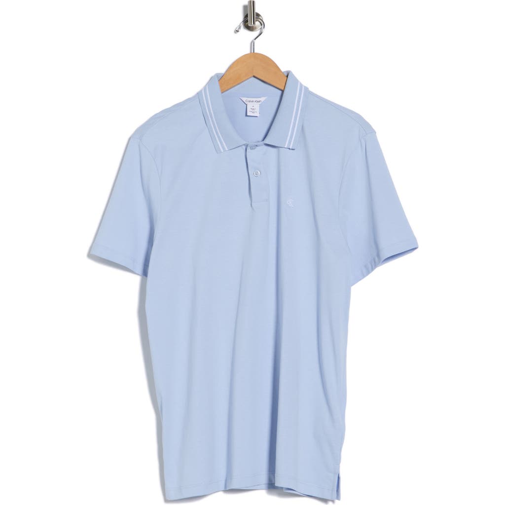 Calvin Klein Wide Jacquard Polo In Blue