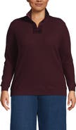 Lands' End Plus Size Long Sleeve Waffle Colorblock Quarter Zip Pullover