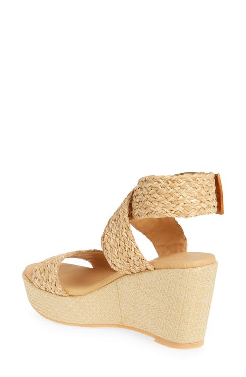 Chocolat Blu Isabel Ankle Strap Platform Wedge Sandal In Natural Raffia