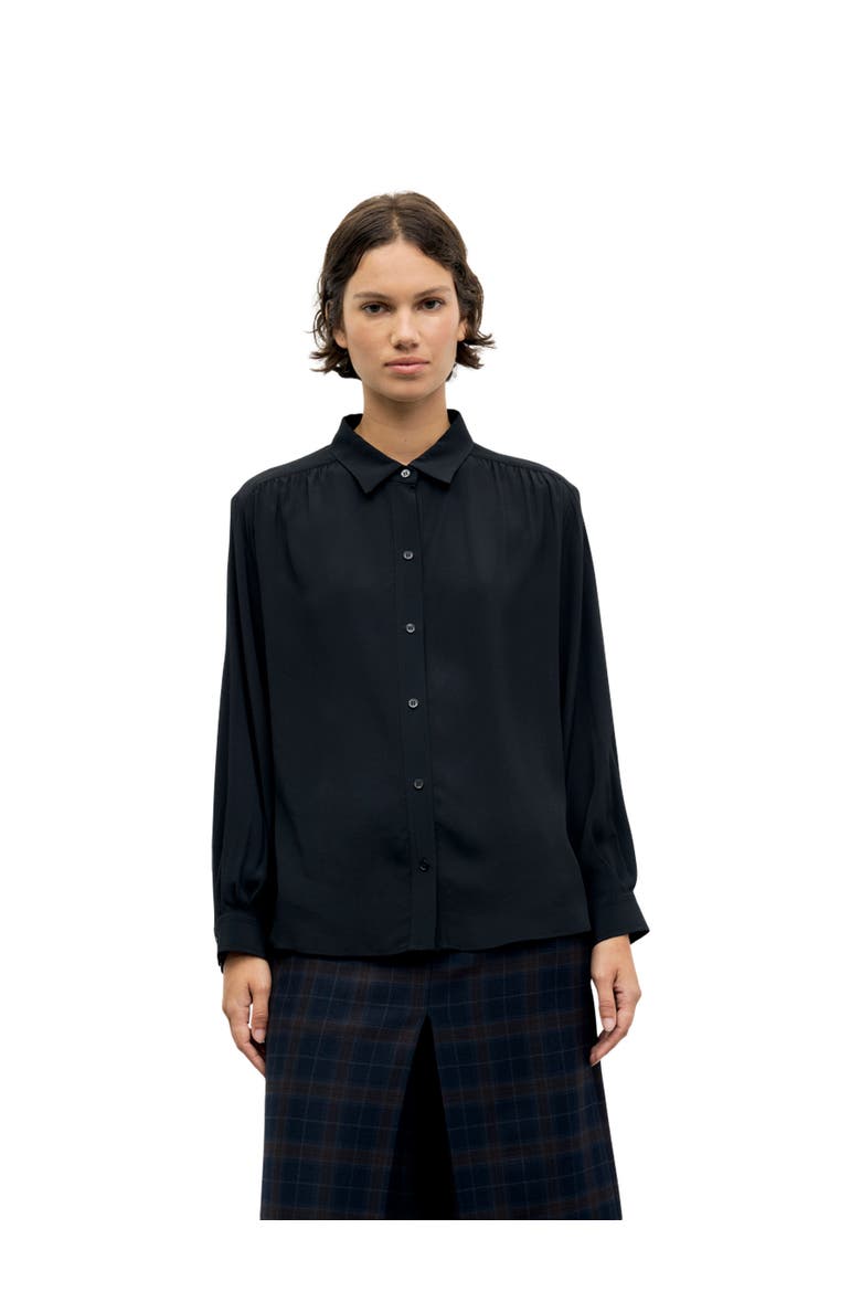 Lilie Pleat Detail Shirt, Main, color, Black