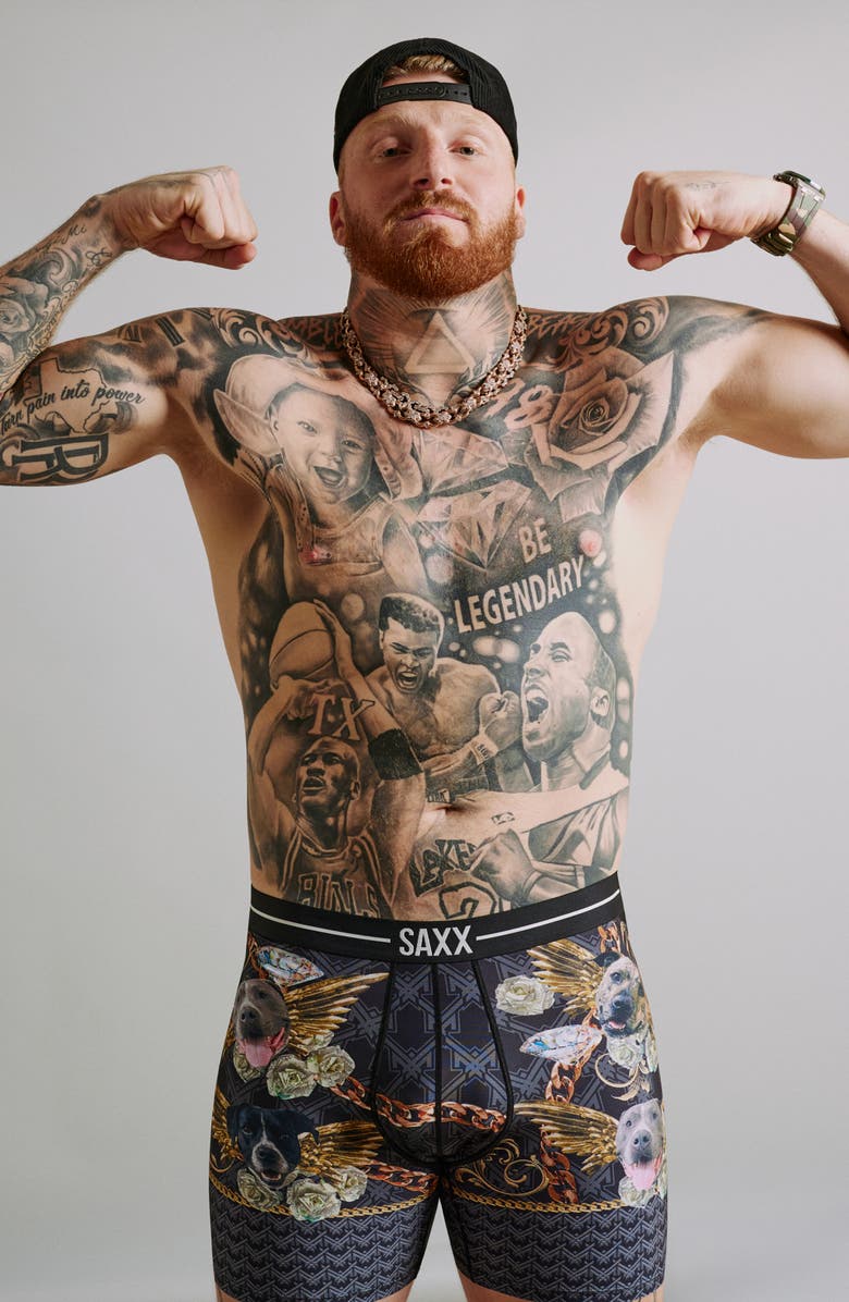 SAXX Volt Breathable Sim Fit Mesh Boxer Briefs, Alternate, color, Dogs Of Maxx-Black