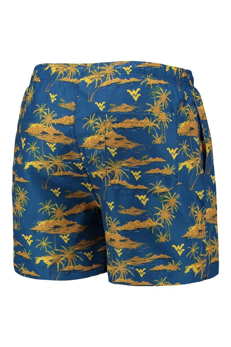 Men's FOCO Navy West Virginia Mountaineers Island Palm Swim Trunks, Alternate, color, Navy