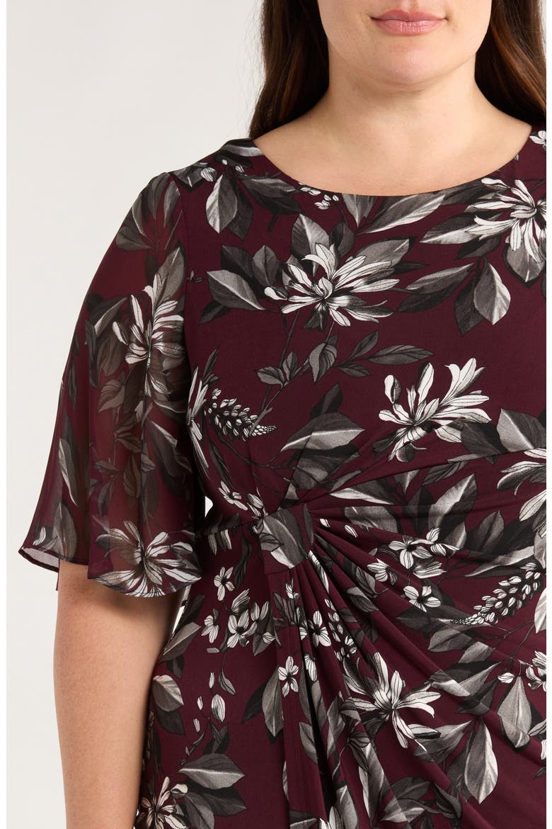 Flutter Sleeve Dress, Alternate, color, BORDEAUX