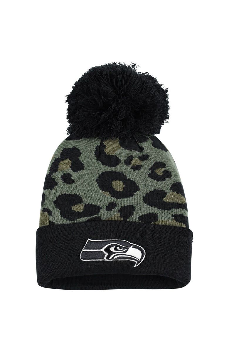 '47 Women's '47 Green/Black Seattle Seahawks Bagheera Cuffed Knit Hat with Pom, Main, color,