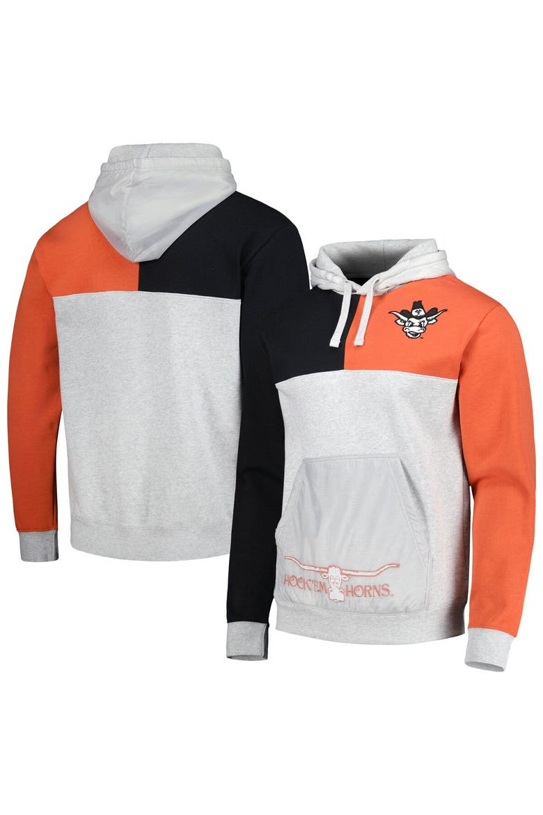 Men's Mitchell & Ness Heather Gray Texas Longhorns Tie-Breaker Pullover Hoodie, Main, color, Heather Gray