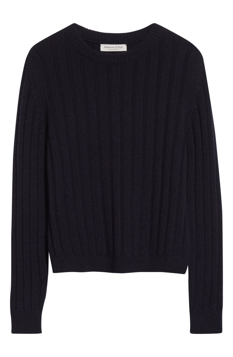 Johnstons of Elgin Lecht Cashmere Rib Crewneck Sweater, Alternate, color, Dark Navy