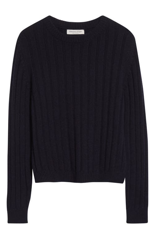 Johnstons Of Elgin Lecht Cashmere Rib Crewneck Sweater In Blue