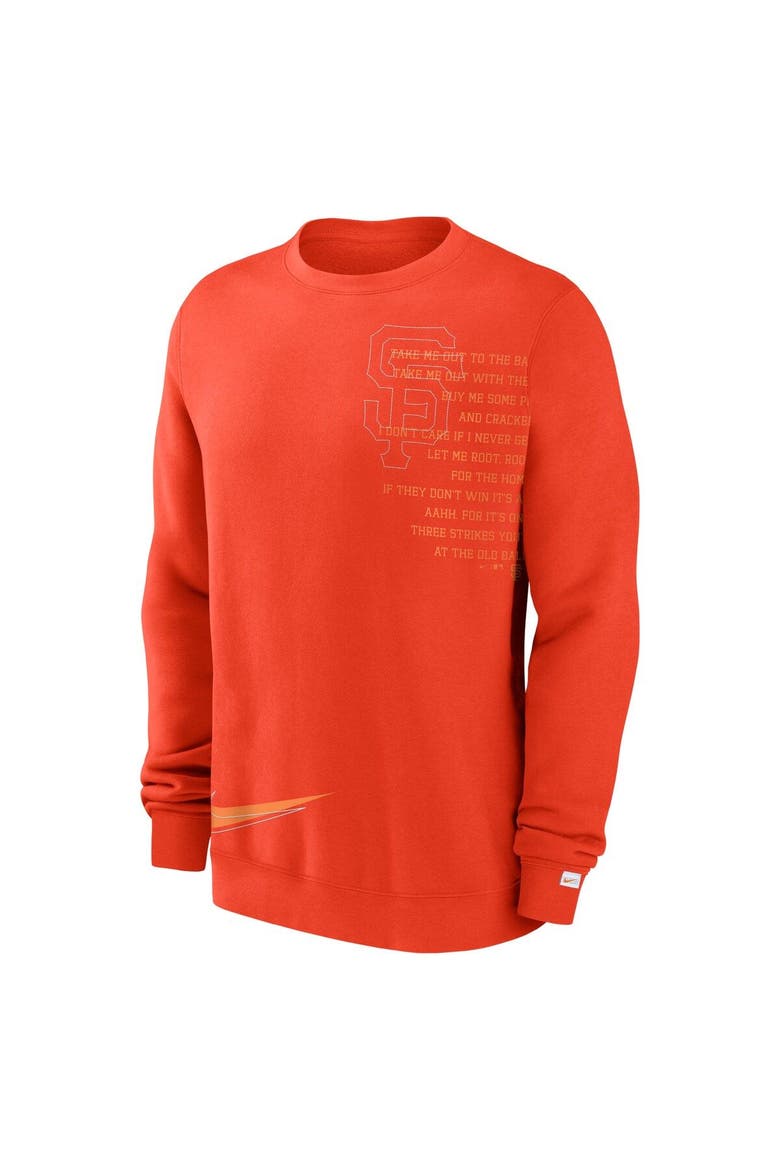 Men's Nike Orange San Francisco Giants Statement Ball Game Fleece Pullover Sweatshirt, Alternate, color, Orange
