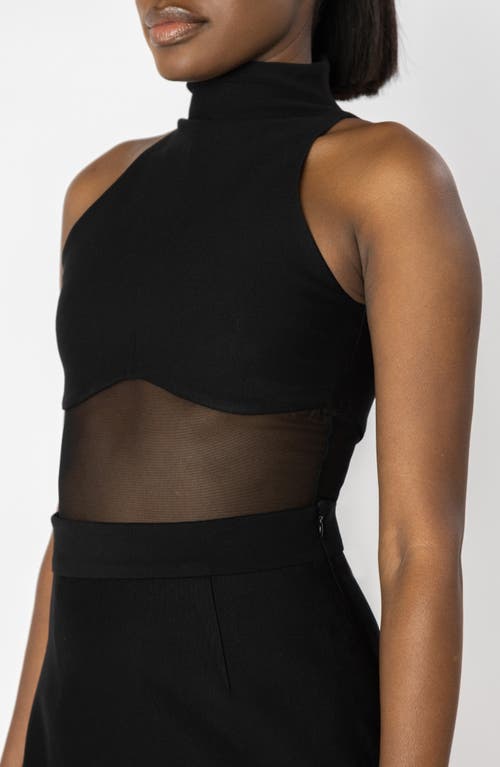 Israella Kobla Aurora Sleeveless Mock Neck Mesh Top In Black