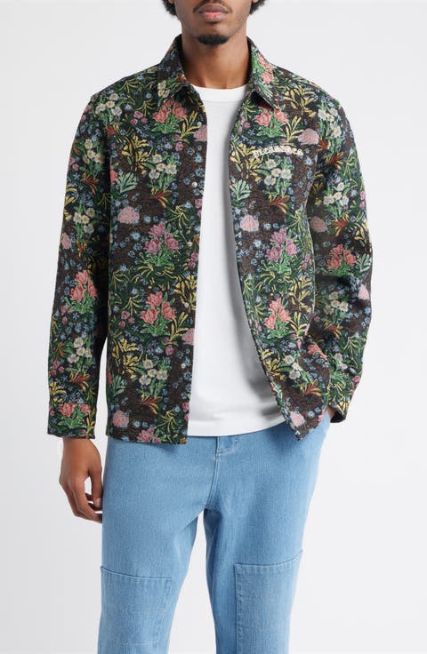 Floral Jacquard Snap-Up Overshirt