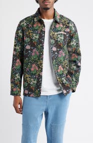PLEASURES Floral Jacquard Snap-Up Overshirt