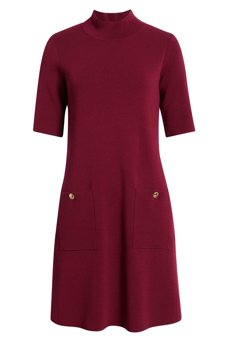 Show Mock Neck Knit Dress, Alternate, color, WINE