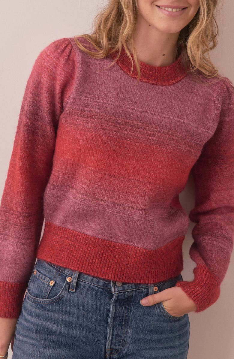 Marine Layer Ayla Ombré Stripe Puff Sleeve Sweater, Main, color, 