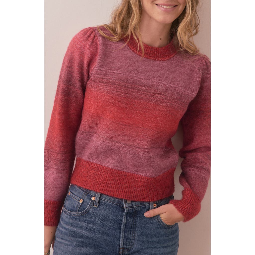 MARINE LAYER MARINE LAYER AYLA OMBRÉ STRIPE PUFF SLEEVE SWEATER