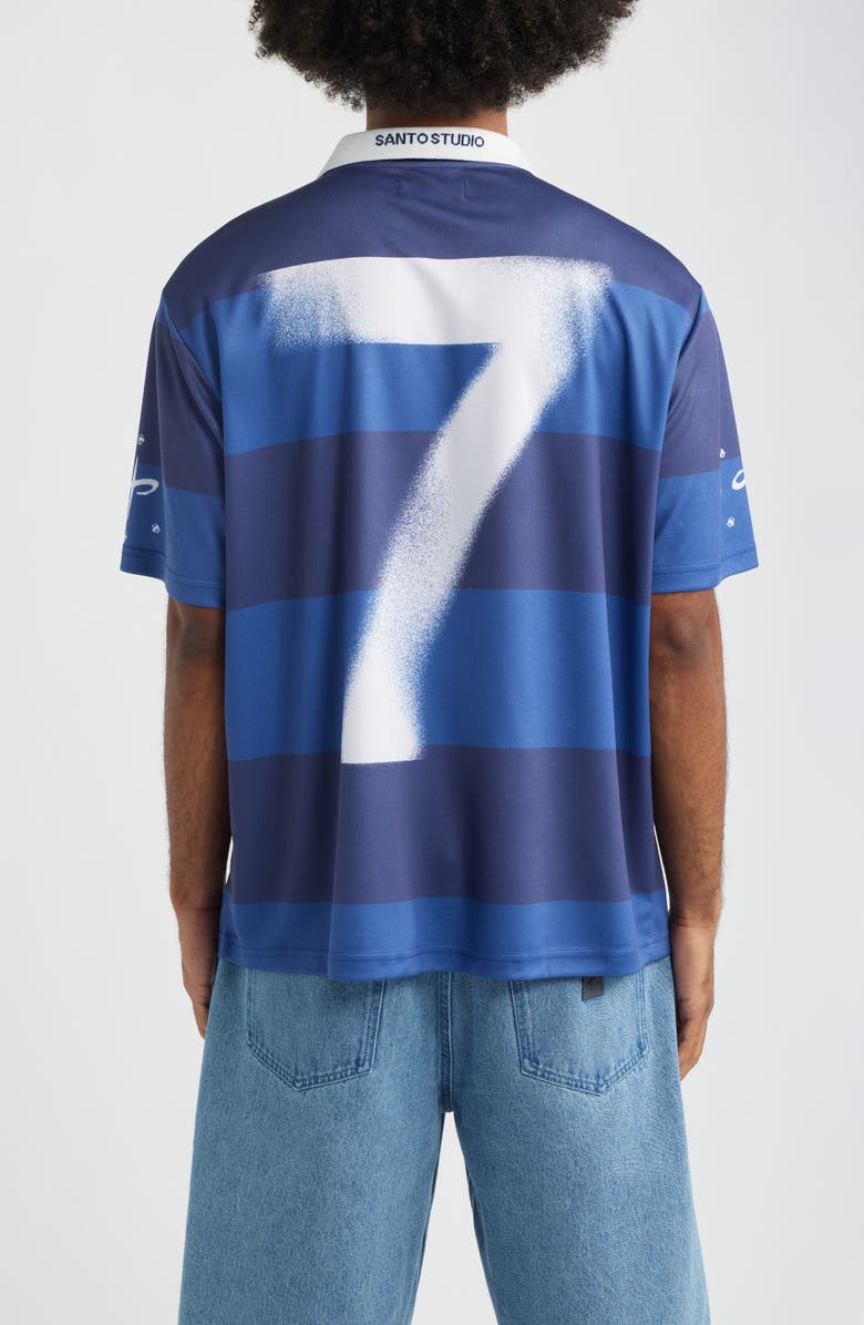 SANTO STUDIO Forever Santo Johnny Collar Short Sleeve Club Jersey, Alternate, color, Navy