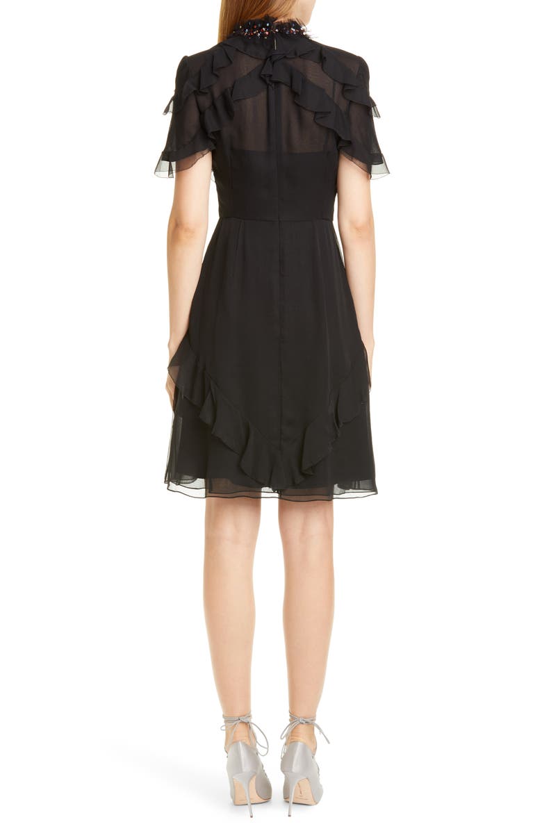 Jason Wu Collection Sequin Neck Ruffle Silk Chiffon Dress, Alternate, color, 