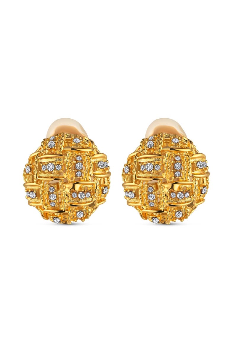 Woven Pave Clip-on Earring, Main, color, Gold