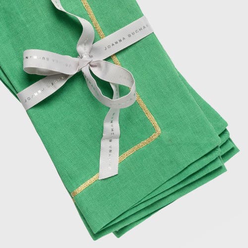 Joanna Buchanan Gold Trim Linen Dinner Napkins