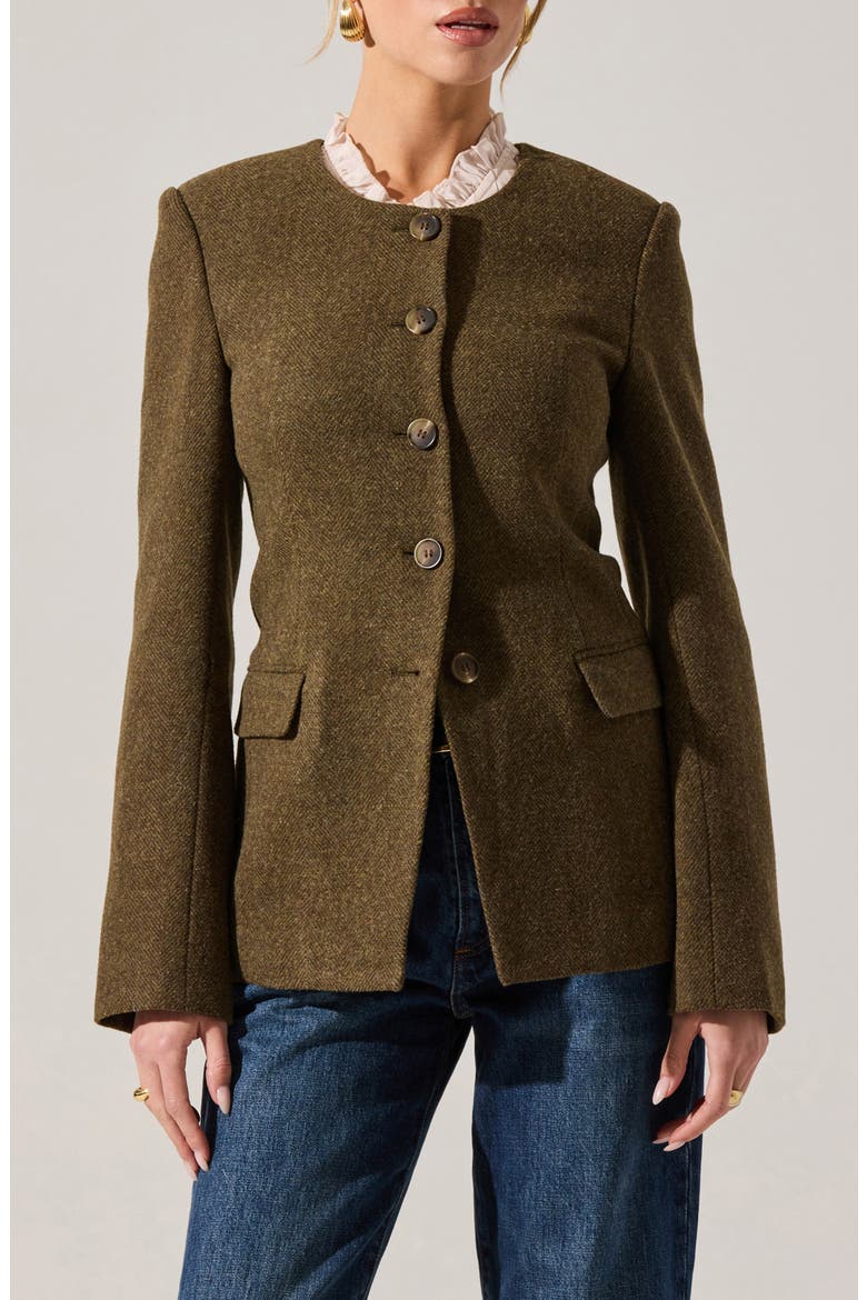 Bellmere Herringbone Tweed Jacket, Main, color, OLIVE