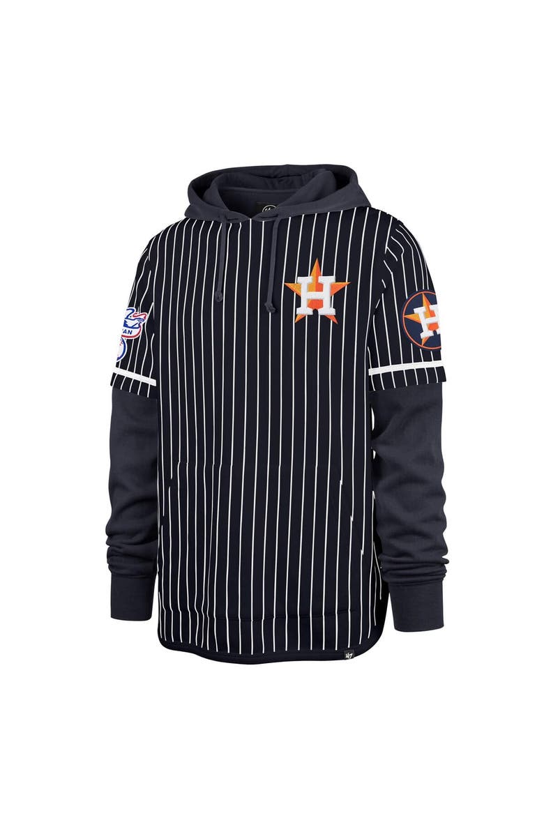 '47 Men's '47  Navy Houston Astros Pinstripe Double Header Pullover Hoodie, Alternate, color, Navy