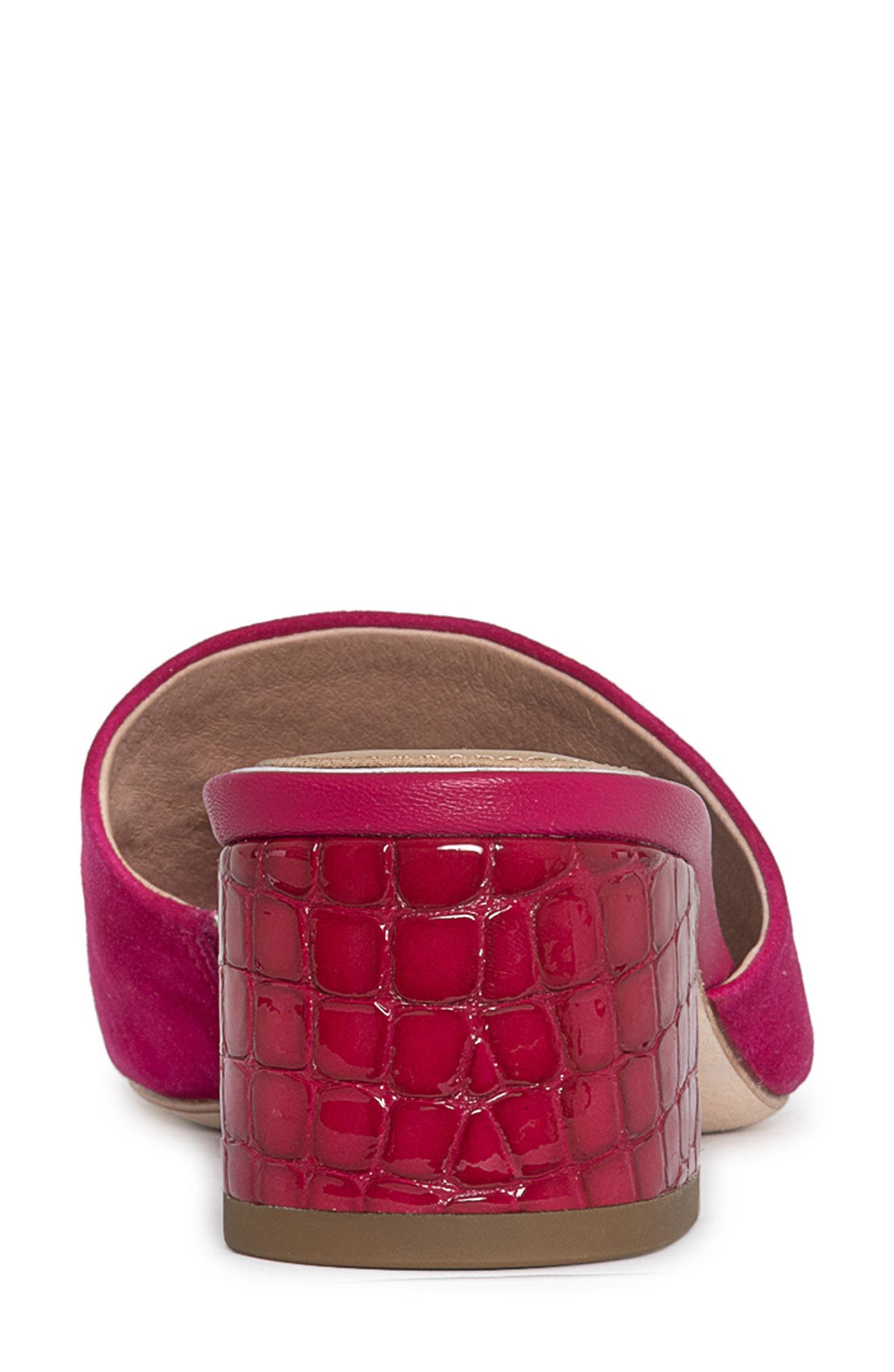 Snakeskin Embossed Block Heel Sandal, Alternate, color, MAGENTA