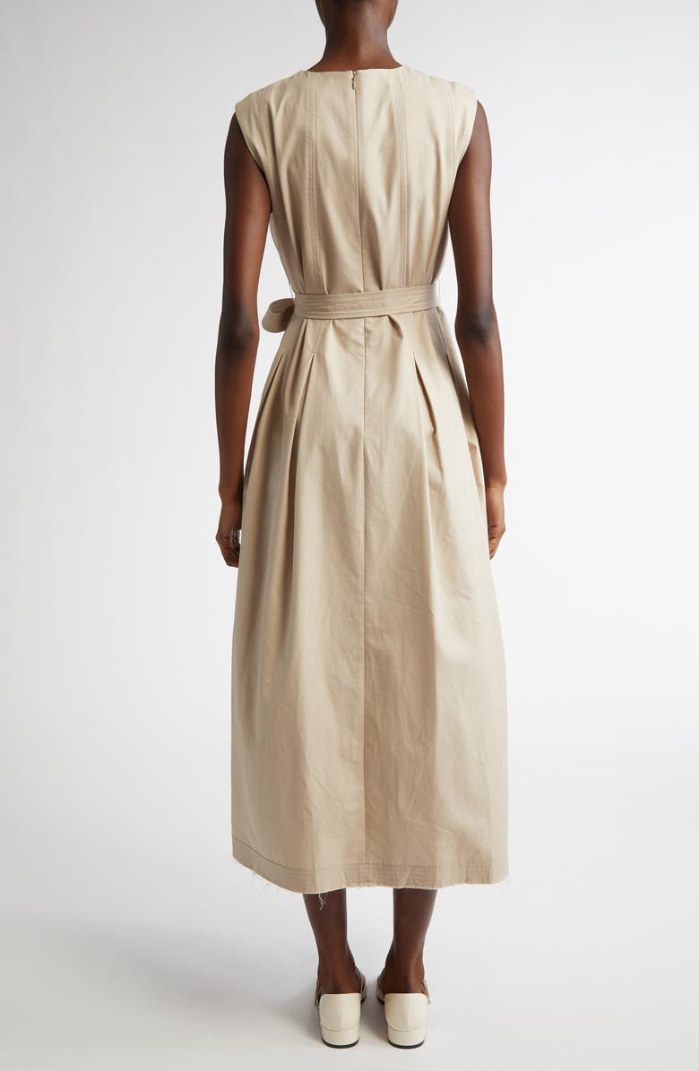 Max Mara Amina Cotton Twill Midi Dress, Alternate, color, Beige