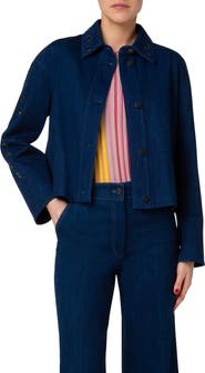 Akris punto Grommet Detail Denim Jacket