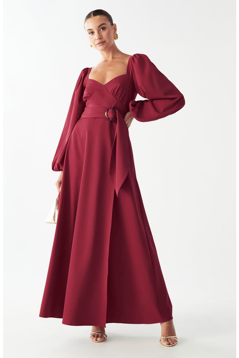 Knoll Midi Dress, Alternate, color, Sangria
