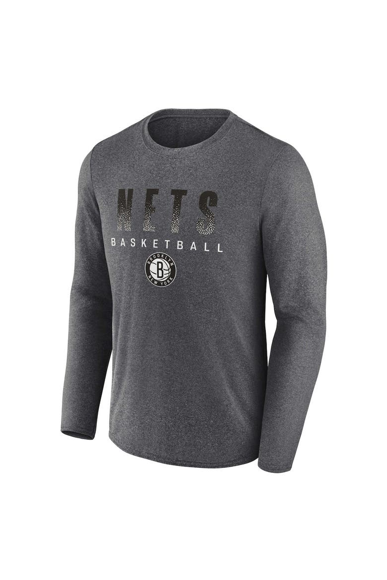Men's Fanatics Branded Heathered Charcoal Brooklyn Nets Where Legends Play Iconic Practice Long Sleeve T-Shirt, Alternate, color, Heather Charcoal