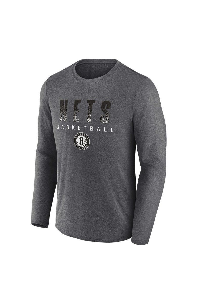 FANATICS Men's Fanatics Branded Heathered Charcoal Brooklyn Nets Where Legends Play Iconic Practice Long Sleeve T-Shirt, Alternate, color, Heather Charcoal