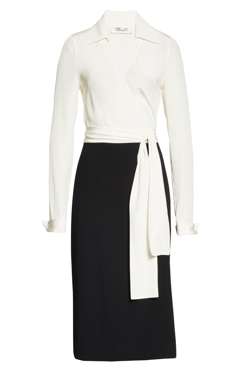 DVF Mila Stretch Silk Sash Wrapped Long Sleeve Dress, Alternate, color,