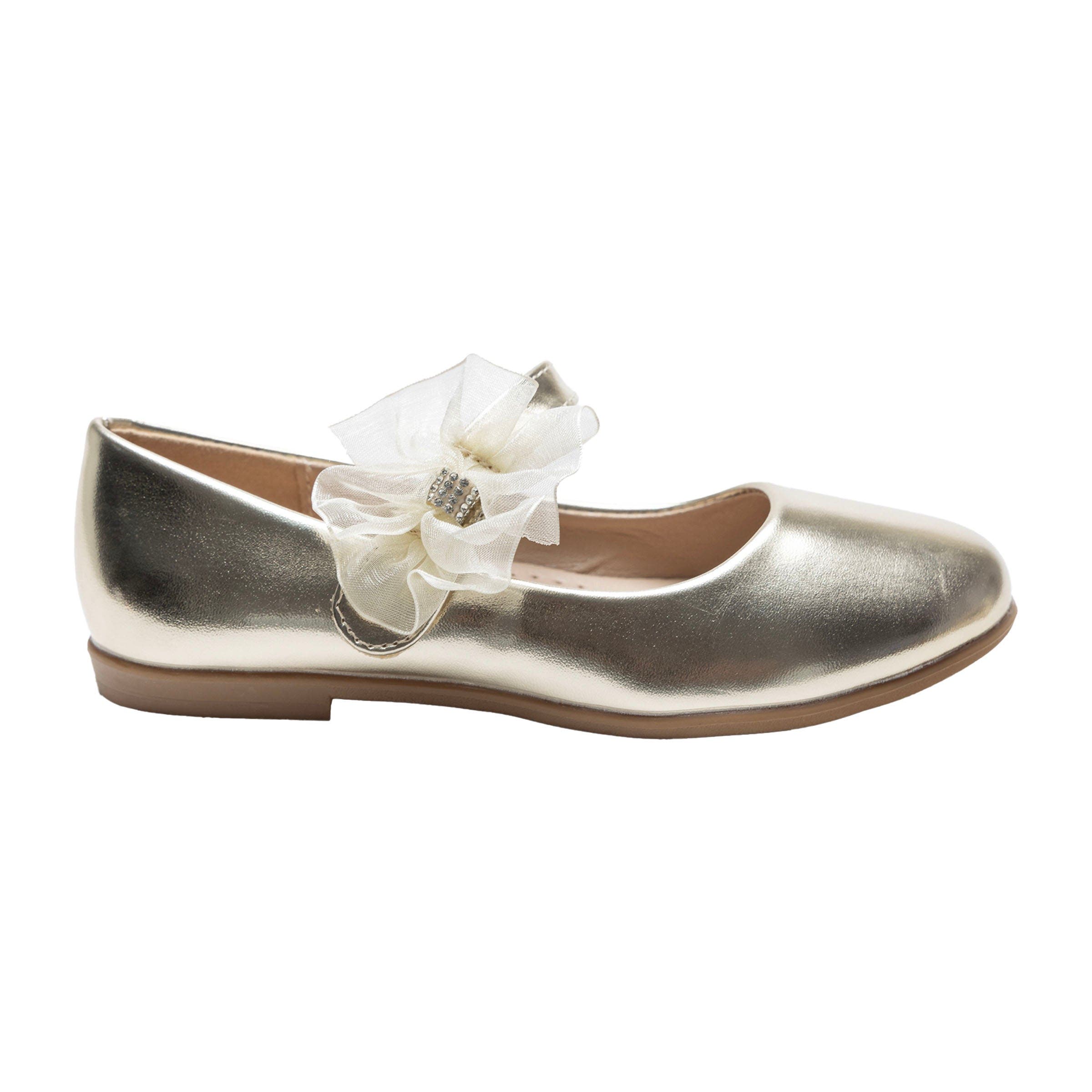 Tulleen Haile Rhinestone Flower Flats, Alternate, color, Gold