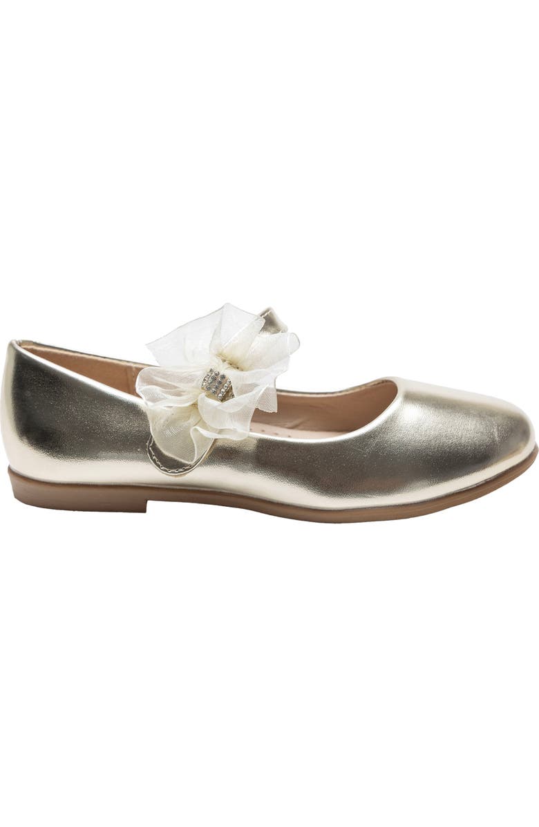 Tulleen Haile Rhinestone Flower Flats, Alternate, color, Gold
