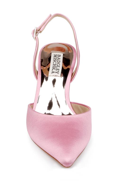 Badgley Mischka Lucille Satin Heart-heel Slingback Pumps