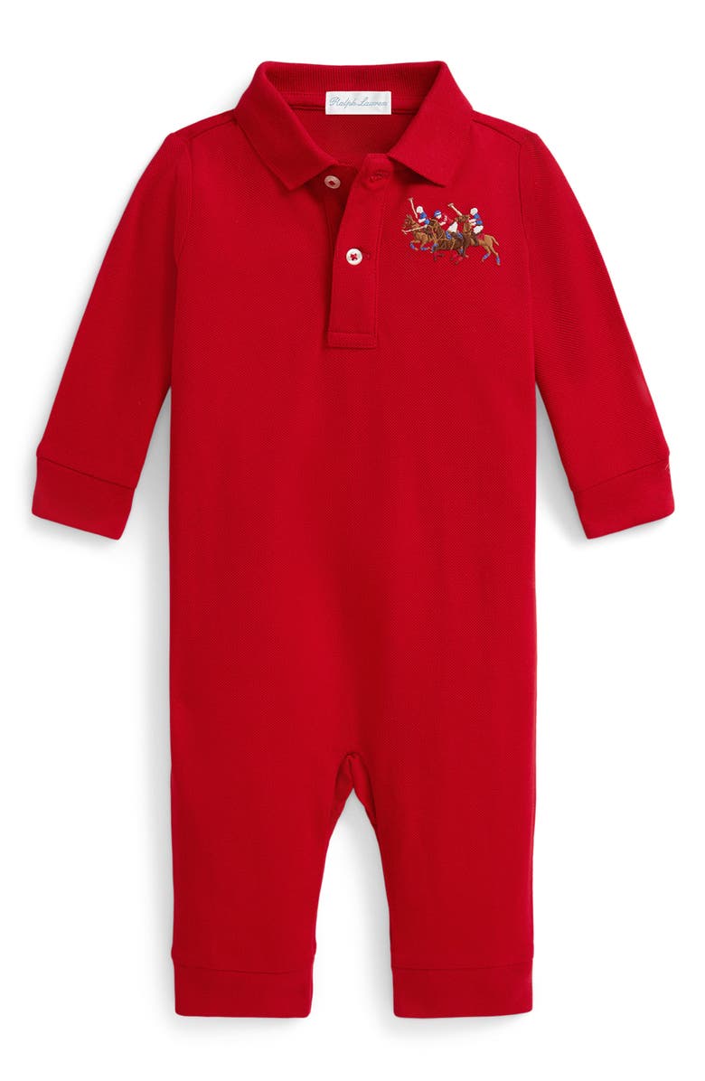 Ralph Lauren Polo Romper, Main, color, Red