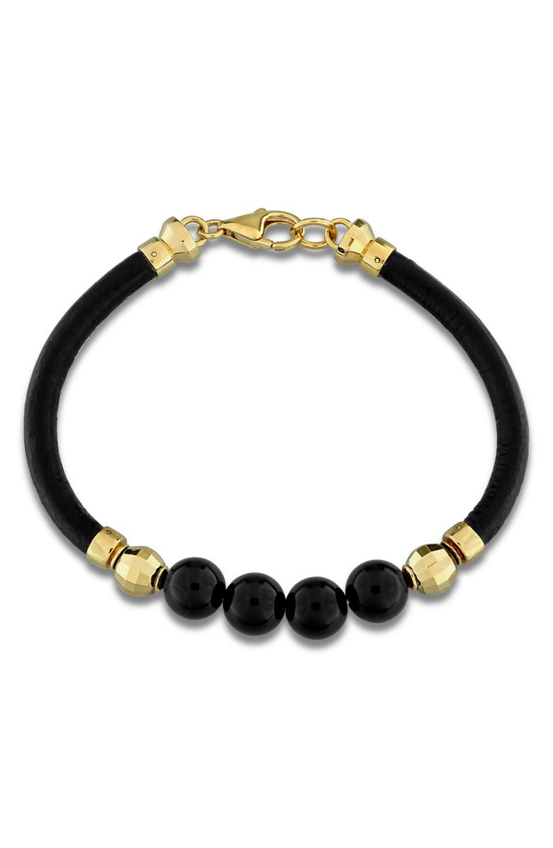 DELMAR Onyx Beaded Bracelet, Main, color, Black
