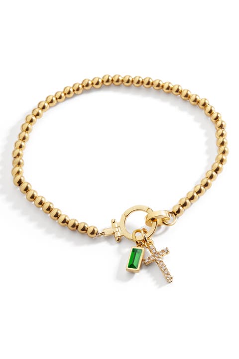Cross Charm Birthstone Bracelet