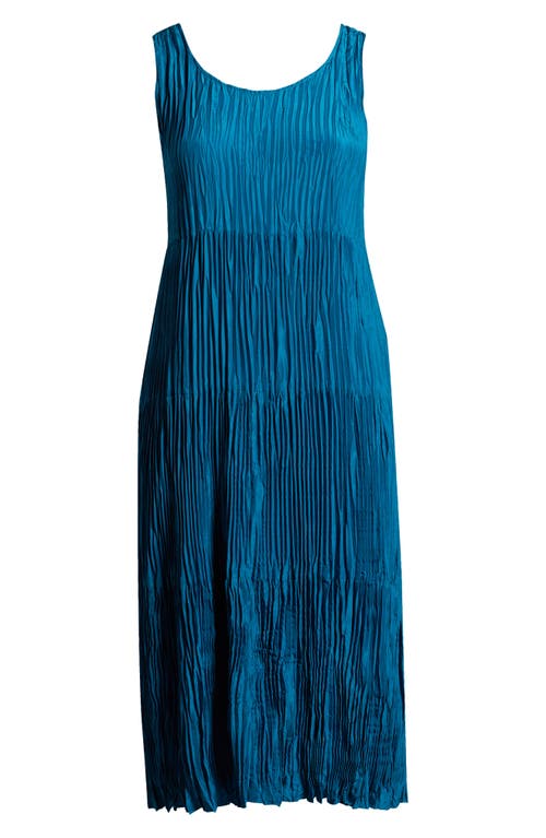 Eileen Fisher Sleeveless Tiered Silk Maxi Dress In Dragonfly