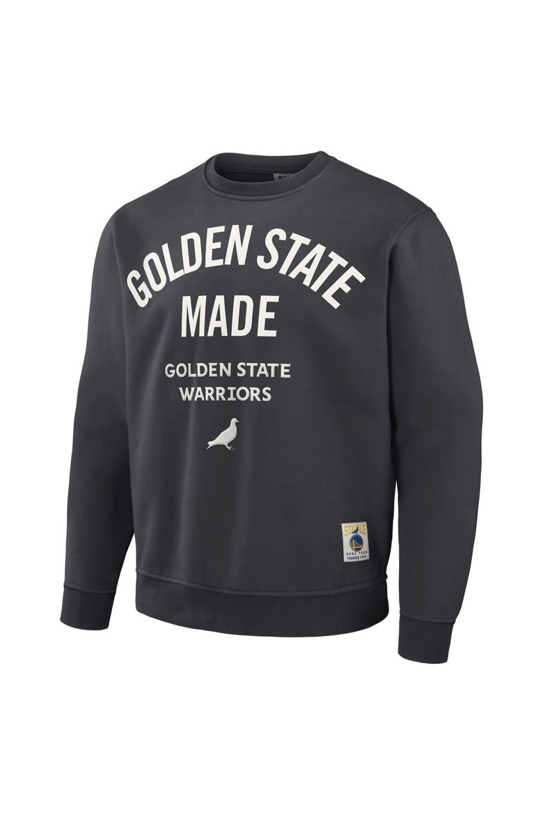 Men's NBA x Staple Anthracite Golden State Warriors Plush Pullover Sweatshirt, Alternate, color, Anthracite