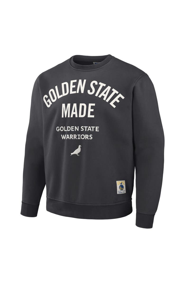STAPLE Men's NBA x Staple Anthracite Golden State Warriors Plush Pullover Sweatshirt, Alternate, color, 
