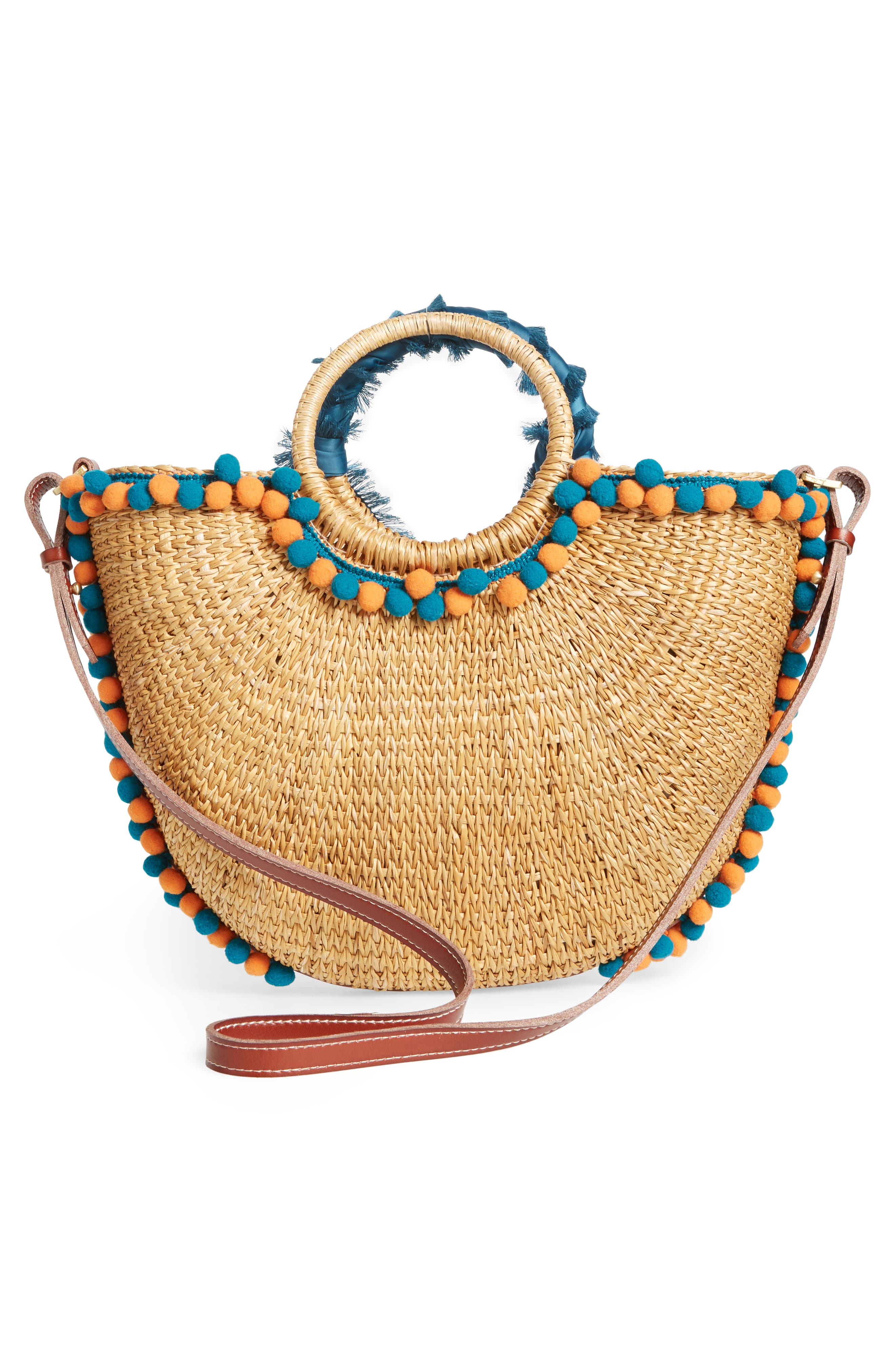Sam Edelman Inessa Pompom Straw Tote, Alternate, color, 