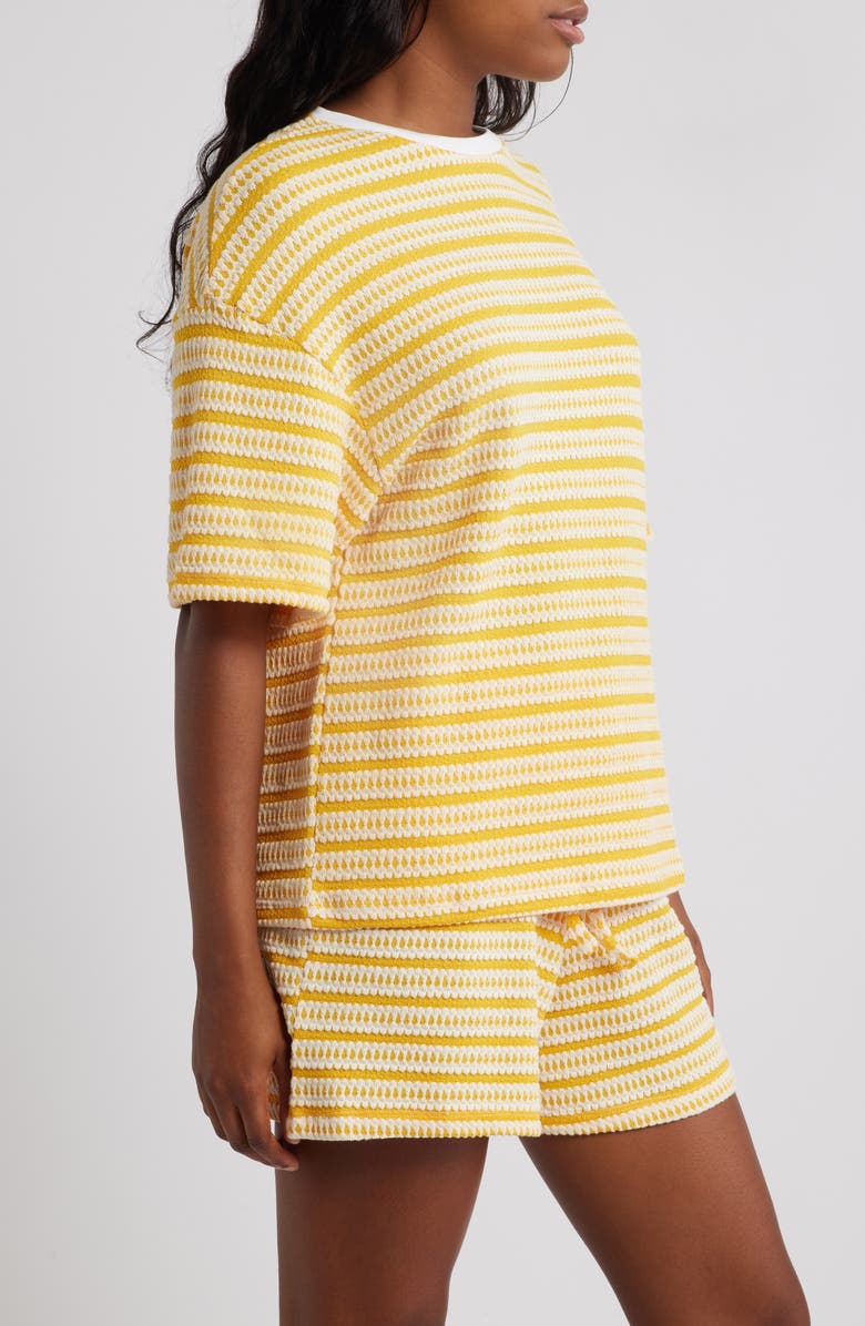 Topshop Stripe Oversize Cotton Blend T-Shirt, Alternate, color, Orange