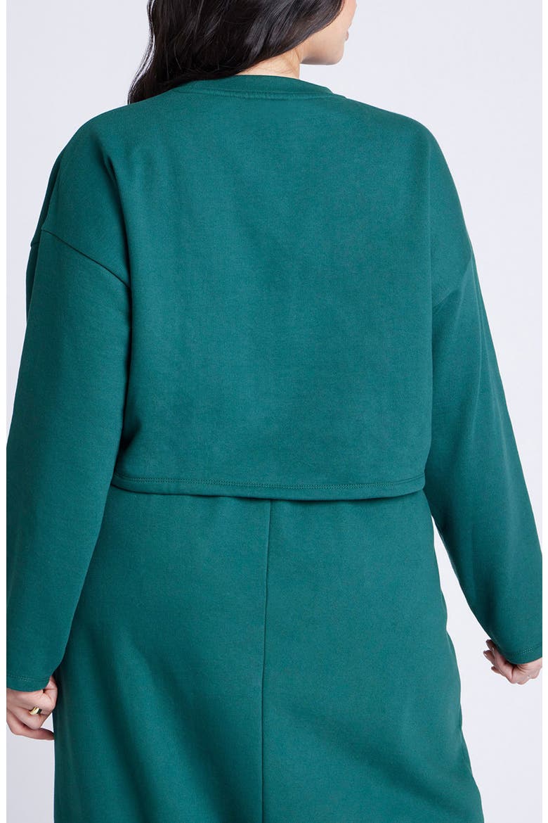 Oversized Cropped Sweatshirt, Alternate, color, DARK PINE GREEN